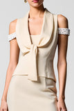 Robe Longue Abricot Satin Trapèze Licou