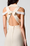 Robe Longue Abricot Satin Trapèze Licou