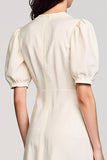 Robe Midi Abricot Satin Fourreau Col V