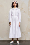 Robe Blanc Longue Trapèze Avec Col