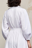 Robe Blanc Longue Trapèze Avec Col