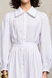 Robe Blanc Longue Trapèze Avec Col