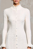 Robe Longue Ivoire Dos Nu Trapèze Col Montant