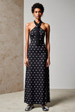 Robe Longue Noir À Pois Trapèze Licou