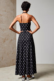 Robe Longue Noir À Pois Trapèze Licou