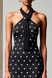 Robe Longue Noir À Pois Trapèze Licou