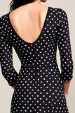 Robe Longue Noir Satin Trapèze Ras De Cou