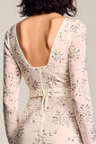 Robe Longue Abricot Floral Trapèze Col Bateau