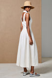 Robe Longue Blanc Col V Trapèze