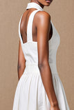 Robe Longue Blanc Col V Trapèze