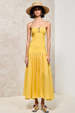 Robe Longue Jaune Trapèze Sans Bretelles