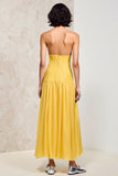 Robe Longue Jaune Trapèze Sans Bretelles