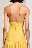 Robe Longue Jaune Trapèze Sans Bretelles