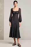 Robe Midi Noir Tulle À Pois Trapèze
