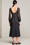 Robe Midi Noir Tulle À Pois Trapèze