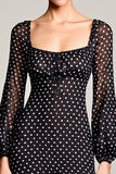 Robe Midi Noir Tulle À Pois Trapèze