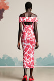Robe Longue Rouge Satin Fourreau Épaule Dénudée