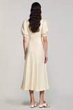 Robe Longue Ivoire Satin Trapèze