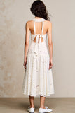 Robe Midi Blanc Trapèze Licou Dentelle