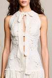 Robe Midi Blanc Trapèze Licou Dentelle