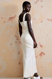 Robe Longue Blanc Satin Fourreau Dos Nu