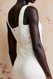 Robe Longue Blanc Satin Fourreau Dos Nu