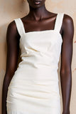 Robe Longue Blanc Satin Fourreau Dos Nu