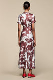 Robe Longue Café Satin Trapèze Col V