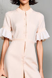 Robe Midi Ivoire Trapèze Satin Volants