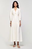 Robe Longue Trapèze Blanc Col V