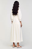 Robe Longue Trapèze Blanc Col V