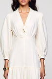 Robe Longue Trapèze Blanc Col V