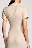 Robe Longue Abricot Satin Fourreau Revers Cranté