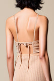 Robe Longue Champagne  Fourreau Bretelles Spaghetti