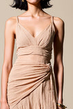Robe Longue Champagne  Fourreau Bretelles Spaghetti