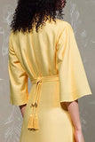 Robe Longue Jaune Trapèze Revers Cranté