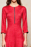 Robe Longue Rouge Trapèze Satin Ras De Cou