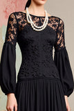 Robe Longue Noir Tulle Trapèze Col Bateau