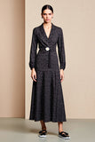 Robe Longue Satin Noir Trapèze Col V
