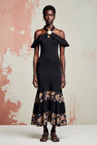 Robe Longue Noir Satin Fourreau Licou