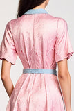Robe Court Rose Trapèze Avec Col
