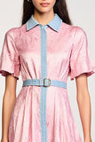 Robe Court Rose Trapèze Avec Col