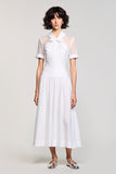 Robe Longue Blanc Tulle Trapèze