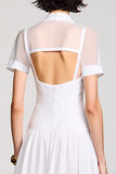 Robe Longue Blanc Tulle Trapèze