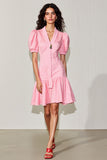 Robe Court Rose Trapèze Col V