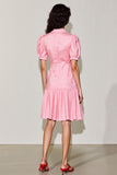 Robe Court Rose Trapèze Col V