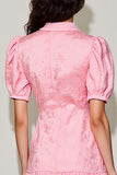 Robe Court Rose Trapèze Col V