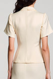 Robe Midi Satin Abricot Trapèze Revers Cranté
