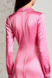 Robe Midi Rose Trapèze Revers Cranté