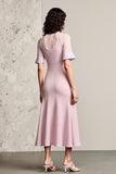 Robe Midi Rose Trapèze Avec Col